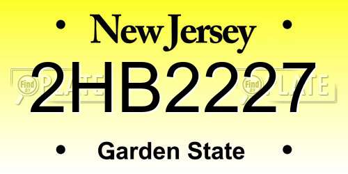 2HB2227 New Jersey License Plate