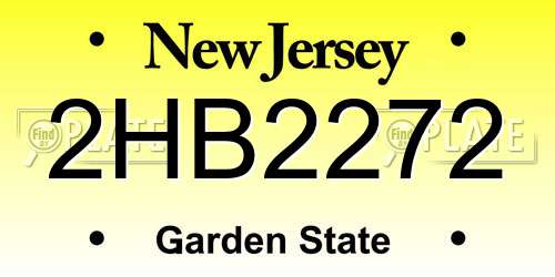 2HB2272 New Jersey License Plate