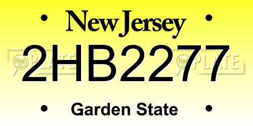 2HB2277 New Jersey License Plate