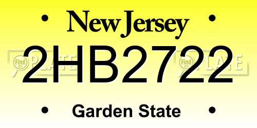 2HB2722 New Jersey License Plate