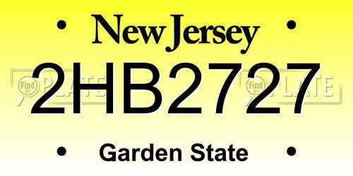 2HB2727 New Jersey License Plate