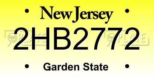 2HB2772 New Jersey License Plate