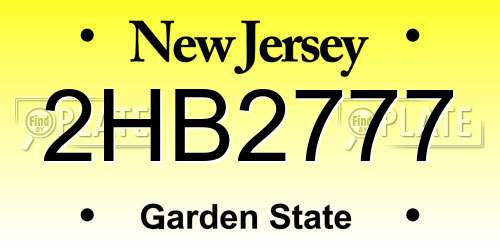 2HB2777 New Jersey License Plate