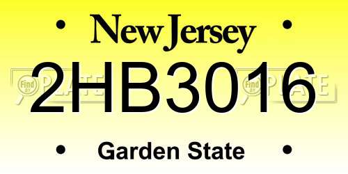 2HB3016 New Jersey License Plate