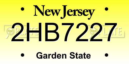 2HB7227 New Jersey License Plate