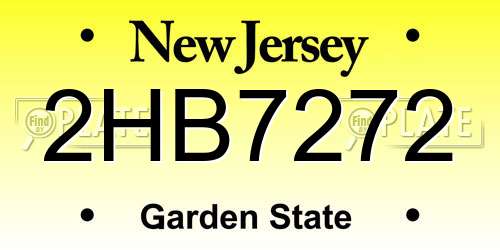 2HB7272 New Jersey License Plate