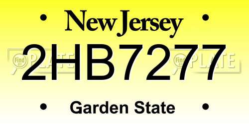 2HB7277 New Jersey License Plate