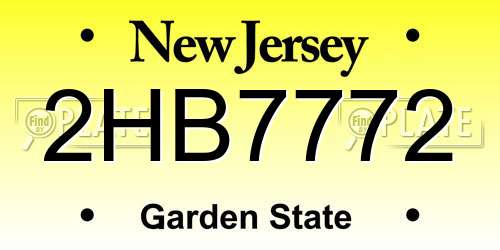 2HB7772 New Jersey License Plate