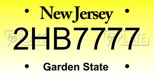 2HB7777 New Jersey License Plate