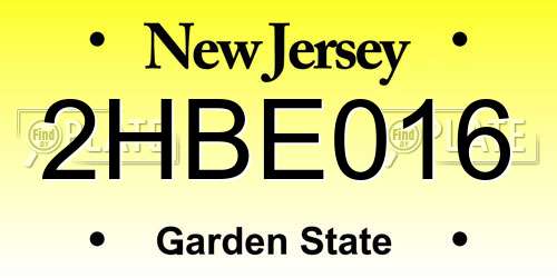 2HBE016 New Jersey License Plate