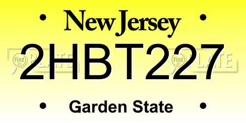 2HBT227 New Jersey License Plate