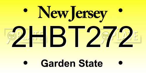 2HBT272 New Jersey License Plate