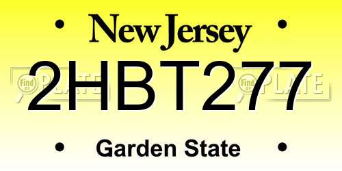 2HBT277 New Jersey License Plate