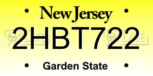 2HBT722 New Jersey License Plate