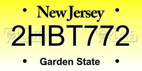 2HBT772 New Jersey License Plate