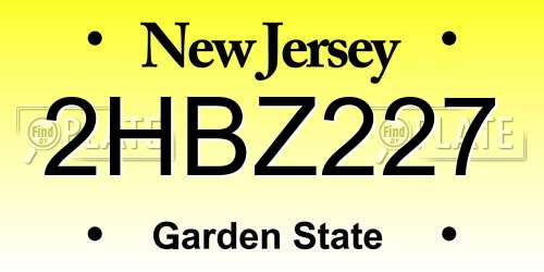 2HBZ227 New Jersey License Plate