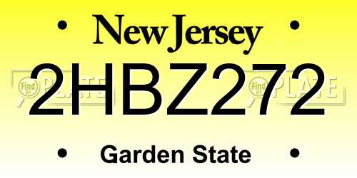 2HBZ272 New Jersey License Plate