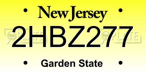 2HBZ277 New Jersey License Plate