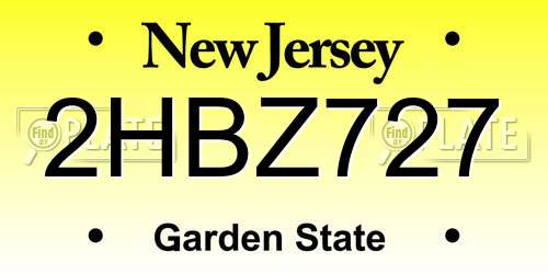 2HBZ727 New Jersey License Plate