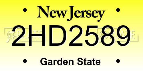 2HD2589 New Jersey License Plate