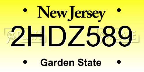 2HDZ589 New Jersey License Plate