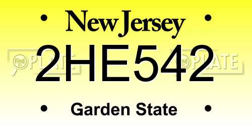 2HE542 New Jersey License Plate