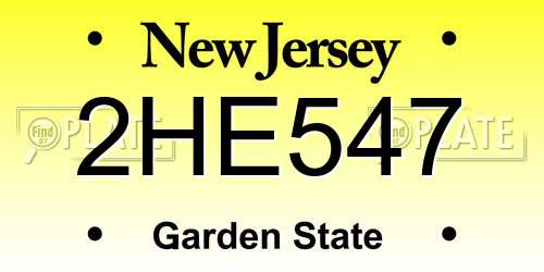 2HE547 New Jersey License Plate