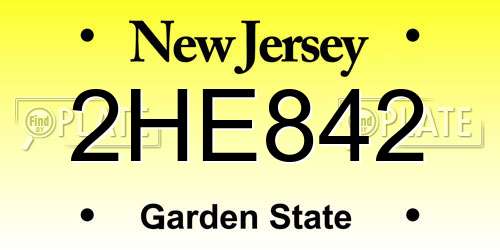 2HE842 New Jersey License Plate