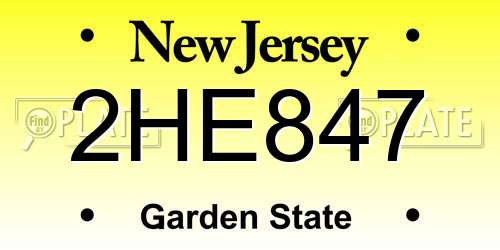 2HE847 New Jersey License Plate