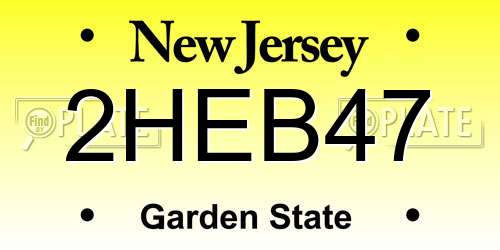 2HEB47 New Jersey License Plate