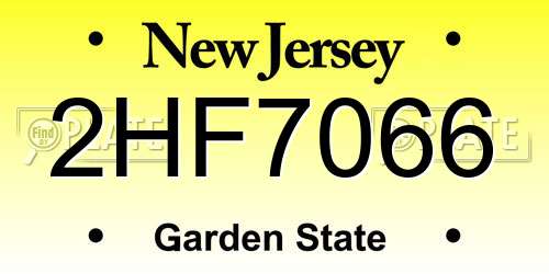 2HF7066 New Jersey License Plate