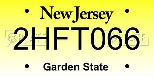 2HFT066 New Jersey License Plate