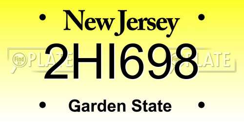 2HI698 New Jersey License Plate