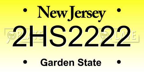 2HS2222 New Jersey License Plate