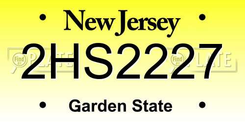 2HS2227 New Jersey License Plate