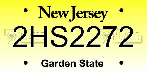 2HS2272 New Jersey License Plate
