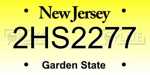 2HS2277 New Jersey License Plate