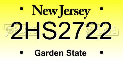 2HS2722 New Jersey License Plate