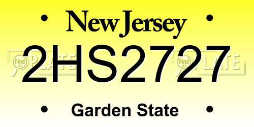2HS2727 New Jersey License Plate