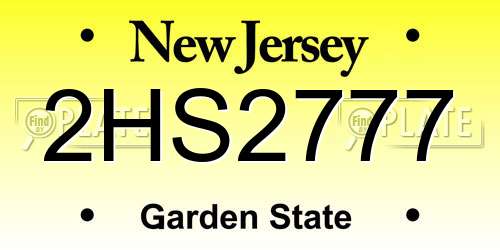 2HS2777 New Jersey License Plate