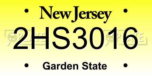 2HS3016 New Jersey License Plate