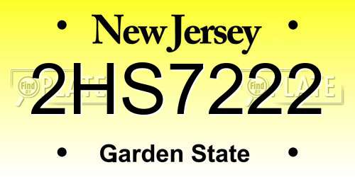 2HS7222 New Jersey License Plate