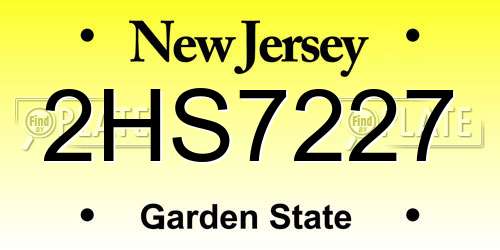 2HS7227 New Jersey License Plate