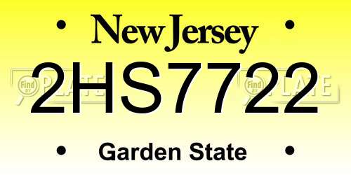 2HS7722 New Jersey License Plate