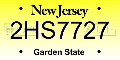 2HS7727 New Jersey License Plate