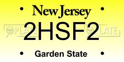 2HSF2 New Jersey License Plate