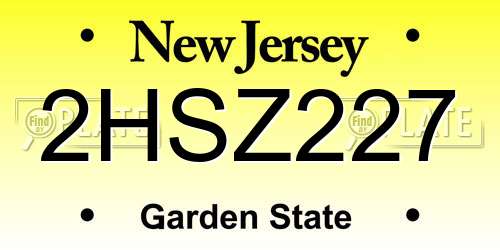 2HSZ227 New Jersey License Plate
