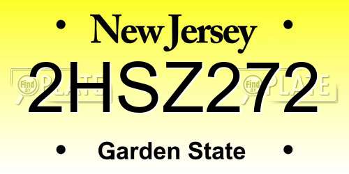 2HSZ272 New Jersey License Plate