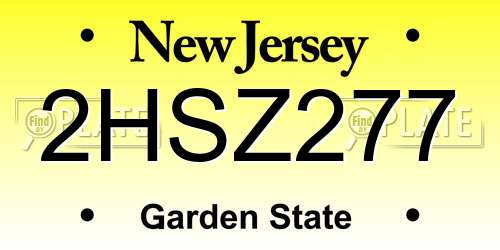 2HSZ277 New Jersey License Plate