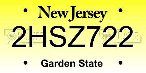 2HSZ722 New Jersey License Plate